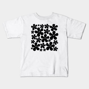 Black flowers floral pattern design Kids T-Shirt